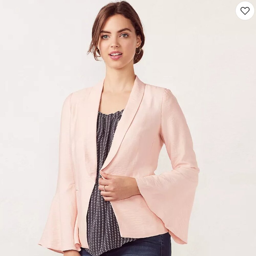 LC Lauren Conrad Peach Soft Lightweight Ruffle Sleeve Open Front Blazer size 16